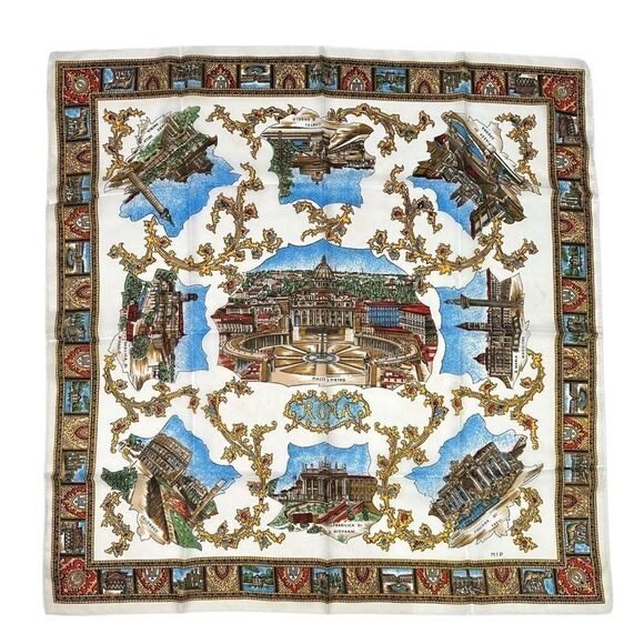 ROMA Vintage Souvenir Roma Scarf Made in Italy 100% Polyester 30x30 - Picture 1 of 5